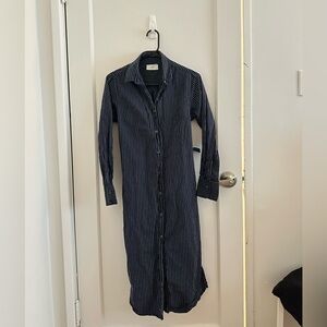 Striped Navy Blue Striped Shirt Dress